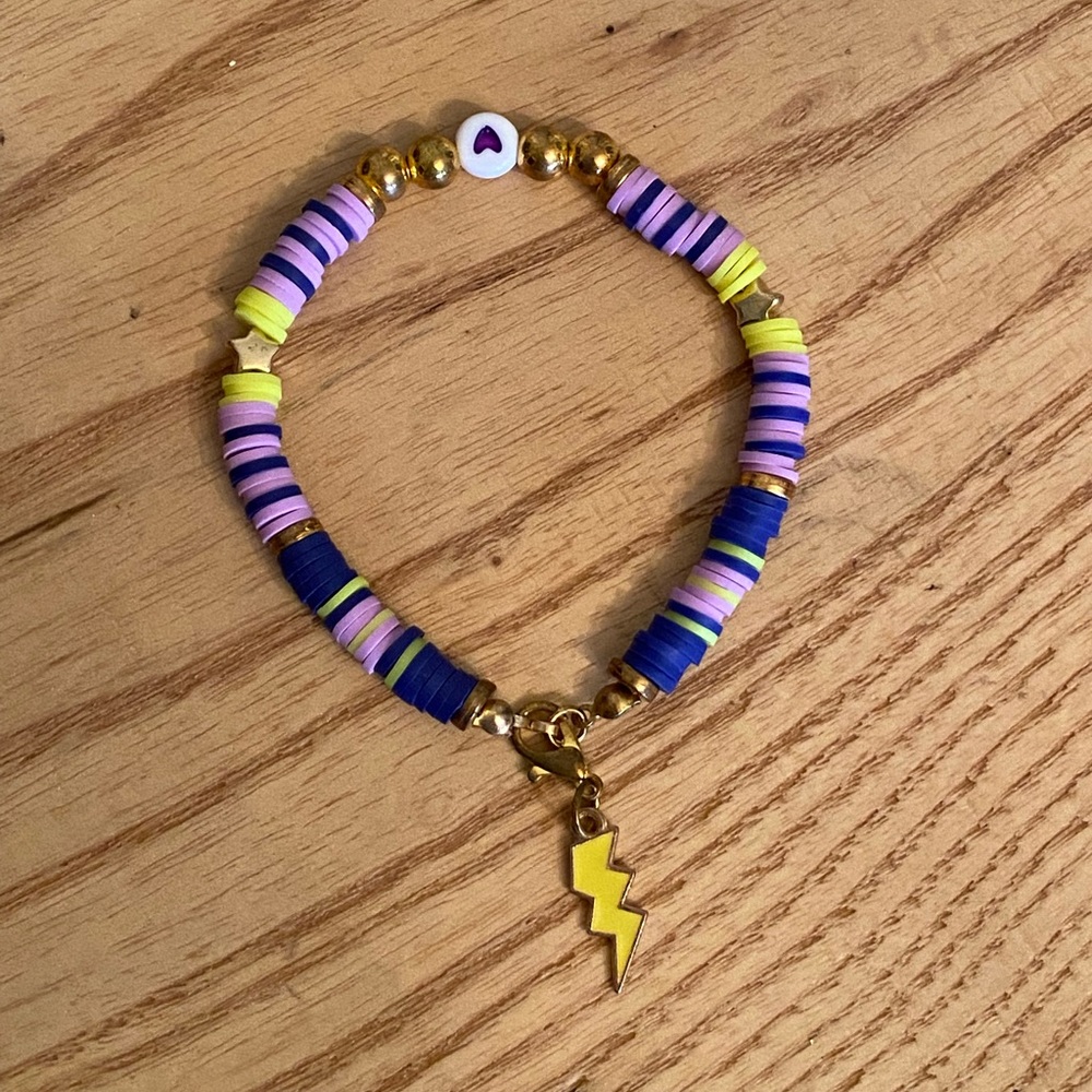 Handmade heishi stacking charm bracelet size S/M